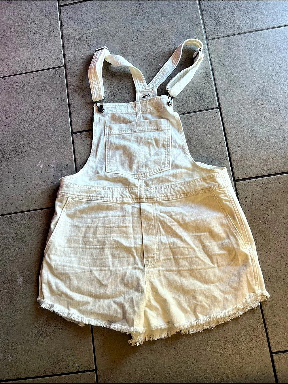 Aerie Denim Overall Short Jean Shorts White Size M/L